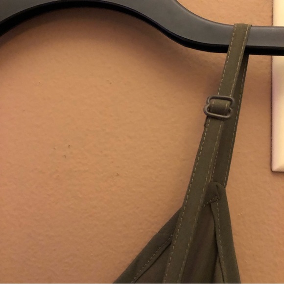 ASOS Design Long Sleeve V Neck Faux Wrap MIDI Dress Olive Green 4 - Picture 10 of 10